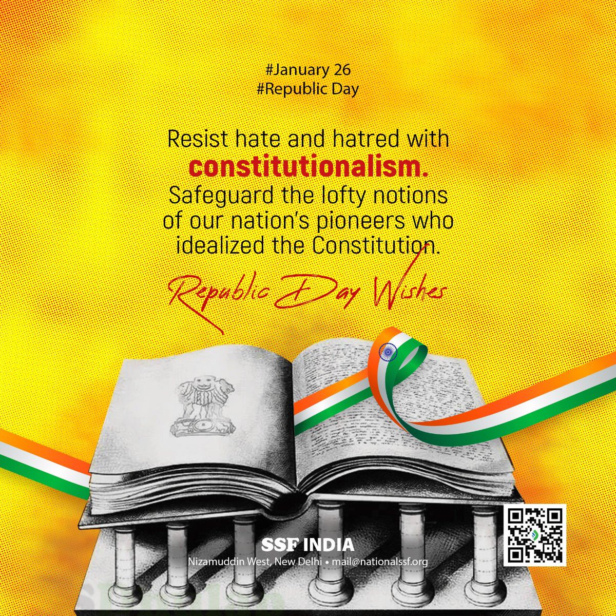 nationalssf's tweet photo. The notions idealized by constitution-makers of our country are glooming. The principles held with utmost importance - Democracy, Secularism, Federalism, Fraternity, Socialism etc. are now turned into the need of the hour.

Republic Day Wishes.
SSF INDIA #RepublicDay2022 https://t.co/mMpKxNM1Ck
