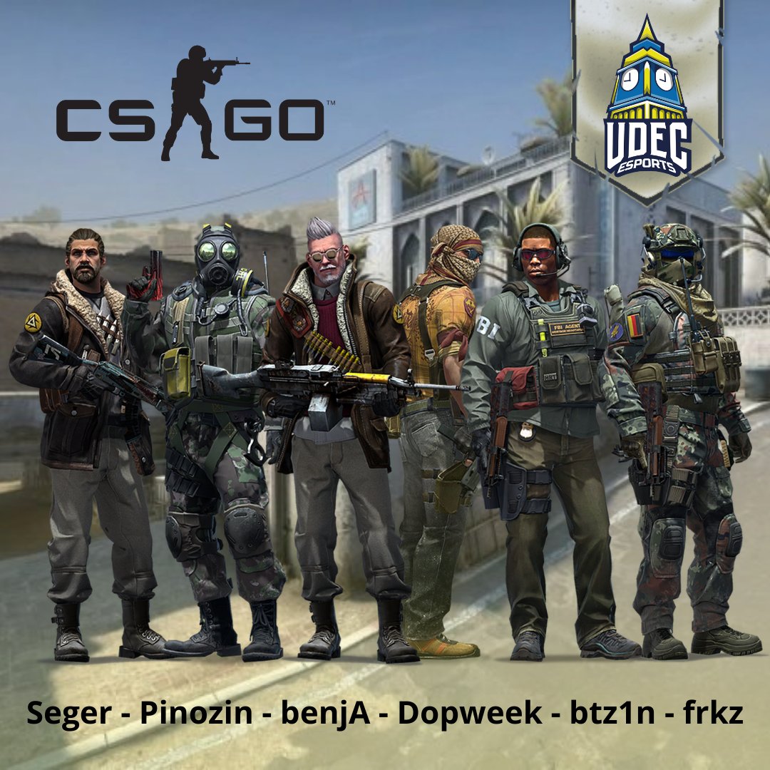 udecesports's tweet photo. LLEGAMOS CON TODO A CS:GO!!
El mejor Roster de Chile de #CSGO se una a UDEC Esports, vienen de un gran paso por Wild Esports y llegan con ganas de ganarlo todo!
🇺🇦 @segeRcs
🇺🇦 @pinozin
🇺🇦 @Benja1g
🇺🇦 @DOPWEEK
🇺🇦 @Btz1n1
🎧 @freaakkz
#GOUDEC https://t.co/HWihkY18X8
