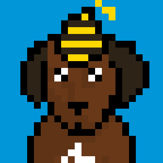 DataDogsNFT's tweet photo. 🐶
DataDog 30 has the horizontal striped party hat. A brown coat with a light tux and long dark  ears
🐶🎉🎉

@opensea #nft #nftart #pixelart #datadogs https://t.co/D7ccyhEFSQ