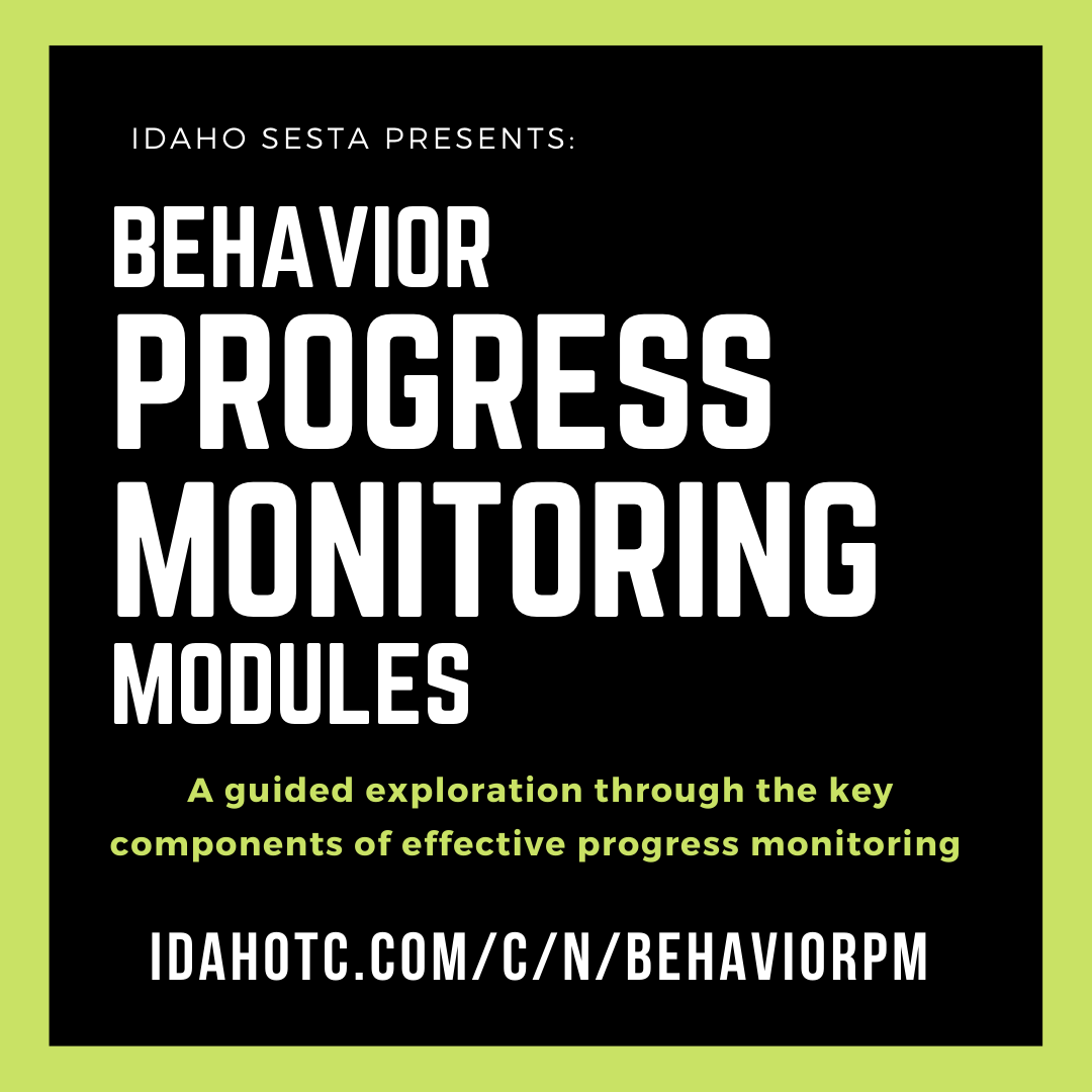 IdahoSESTA's tweet photo. Do you want to learn more about the steps and processes for behavior progress monitoring? Check out our new modules series. Three new modules have been added and two more are coming this Spring. https://t.co/yUgUy6BXmk
#IdahoSESTAResources
#SupportingEducatorsSupportingStudents https://t.co/lMGcqhGWAw