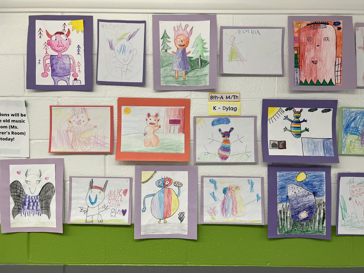 msmeyerart's tweet photo. Kindergarten & 8th Grade completed a collaborative project #TheMonsterProject inspired by @letsmakemonster! First, kindergarteners created a monster using their imagination. Then, 8th graders reimagined their monsters & turned them into new works of art! ๐ https://t.co/NcFDwpMMBQ