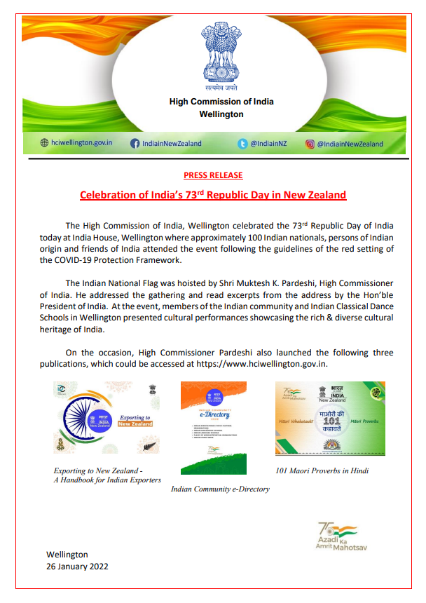 #AmritMahotsav 
HC <a href="/MukteshPardeshi/">Muktesh Pardeshi</a> hoisted the Indian National Flag on the occasion of 73rd Republic Day of #India at India House. Leaders &amp; members of Indian community attended the #Celebration. 
<a href="/MEAIndia/">Randhir Jaiswal</a> <a href="/DrSJaishankar/">Dr. S. Jaishankar</a> <a href="/M_Lekhi/">Meenakashi Lekhi</a> <a href="/narendramodi/">Narendra Modi</a> <a href="/DDNewslive/">DD News</a> <a href="/DDIndialive/">DD India</a> <a href="/iccr_hq/">ICCR</a>