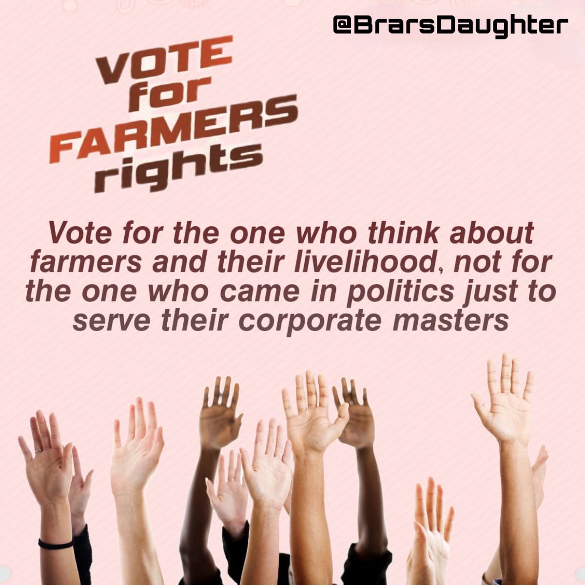 Stop voting for religion and caste. This time vote in the elections to save the farmers' rights.

 #Vote4FarmersRights