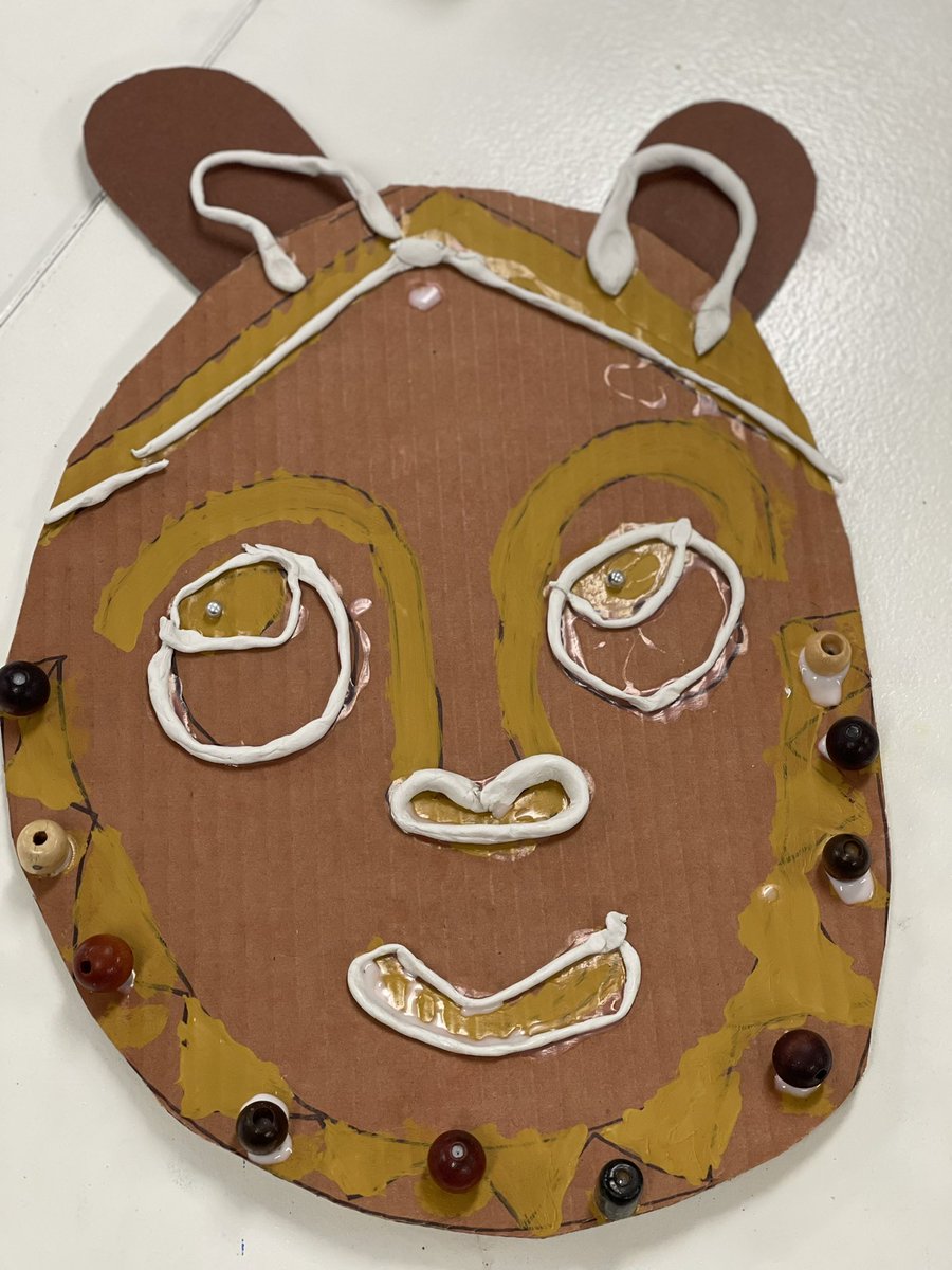 BE_GlobalChange's tweet photo. Now that 1st Gr Ss have added texture through clay &amp; beads, their African inspired masks are coming to life. Ready to be photographed for our socio-emotional books @BodkinAACPS https://t.co/2659Pqnmwj