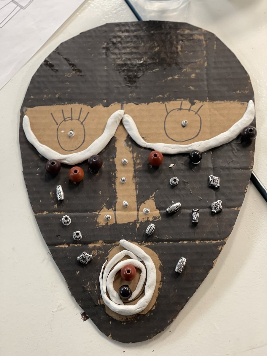 Now that 1st Gr Ss have added texture through clay &amp; beads, their African inspired masks are coming to life. Ready to be photographed for our socio-emotional books <a href="/BodkinAACPS/">Bodkin Elementary</a>
