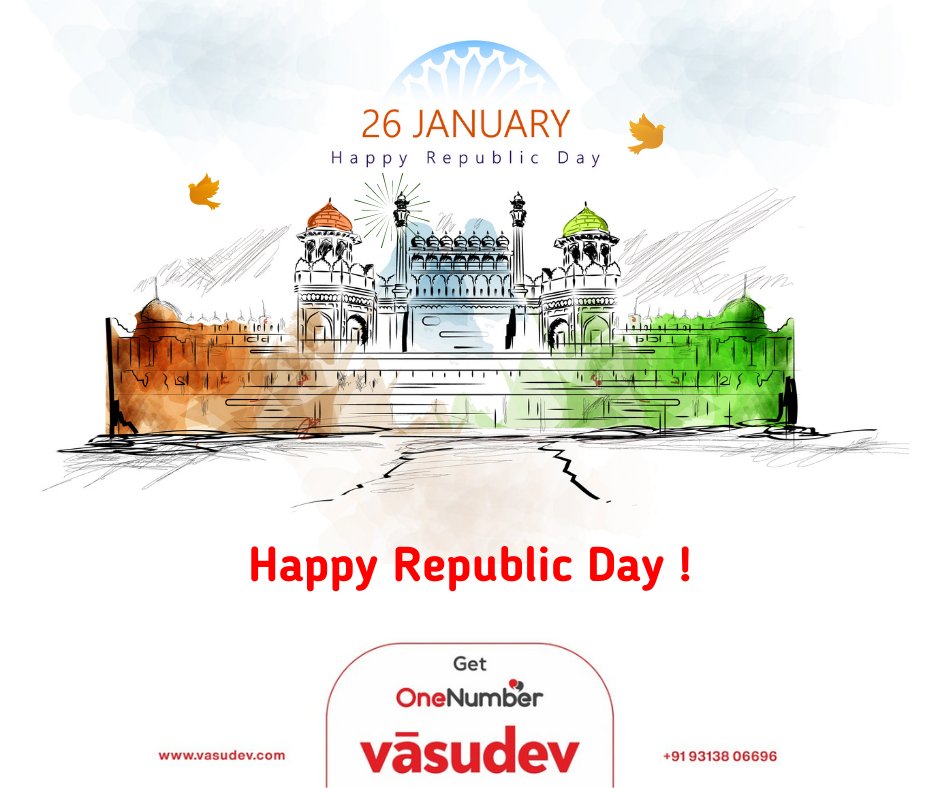 VasudevGlobal's tweet image. "Let us together commence a journey of peace, harmony, and progress!"
#teamvasudevglobal wishes you a Happy Republic Day!

#VasudevGlobal #OneNumber #MessageAll #vimsys
#BulkSMS #SMSService #IVRService #Antifraud #InternationalSMS