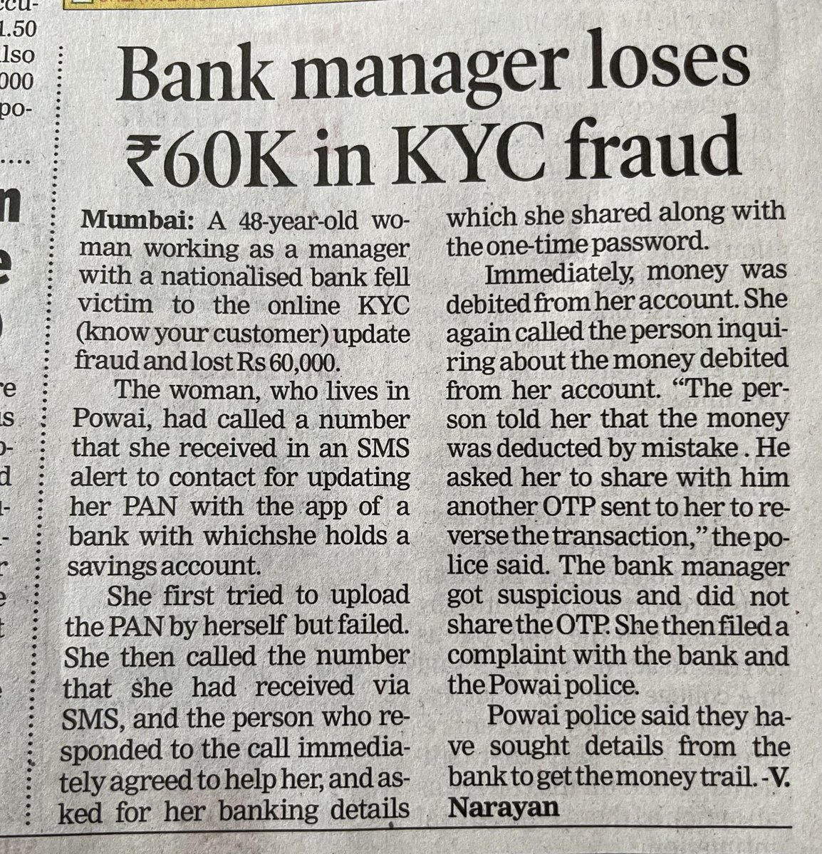 suchetadalal's tweet photo. Bank manager shares OTP. Tells you how much work is required on financial literacy? ⁦@RBIsays⁩ ⁦@RBI⁩ ⁦@DasShaktikanta⁩ ⁦@SrBachchan⁩ https://t.co/VxkTWJqhvw