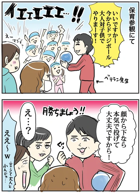 【保育園時代の思い出】年長園児25人VS大人4人で本気のドッジボール大会やった結果

#過去記事  #保育参観  #コミックエッセイ 