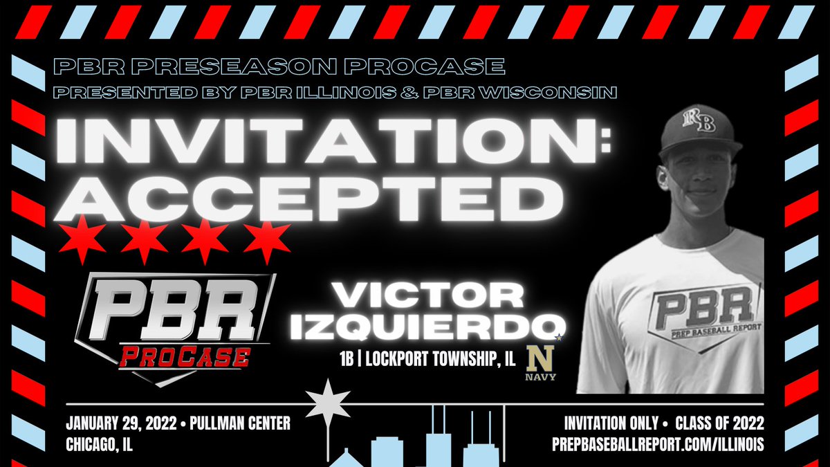 𝐈𝐍𝐕𝐈𝐓𝐄 𝐀𝐂𝐂𝐄𝐏𝐓𝐄𝐃 ✅

Victor Izquierdo brings an ultra-physical 6-foot-2, 210-pound presence to the plate. One of the loudest right-handed strokes in Illinois is headed to the Preseason ProCase on 1/29. 

More info ➡️ bit.ly/3I8OATW