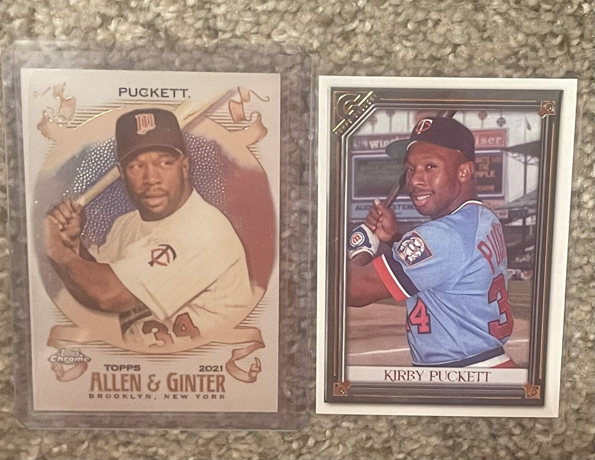 tlschwerz's tweet photo. It was great @Topps had #MNTwins Kirby Puckett back in 2021 products.

You can win these from Ginter Chrome and Gallery.

RT to enter, must be following to win. https://t.co/s1fQy5lQq6