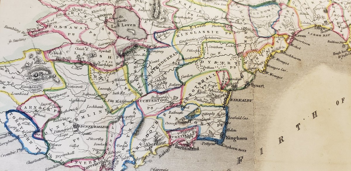 Ritterton's tweet photo. Got this great ca. #1838 #BlackwoodsMap linen backed map of #Fife & #Kinros that's just incredible. 4th picture is where my great grandmother immigrated from and glad to add this to my genealogy collection.
#Kinglassie
#Auchterderran
#Wemyss
#crail
#StAndrews https://t.co/Cr9YRAmVqQ
