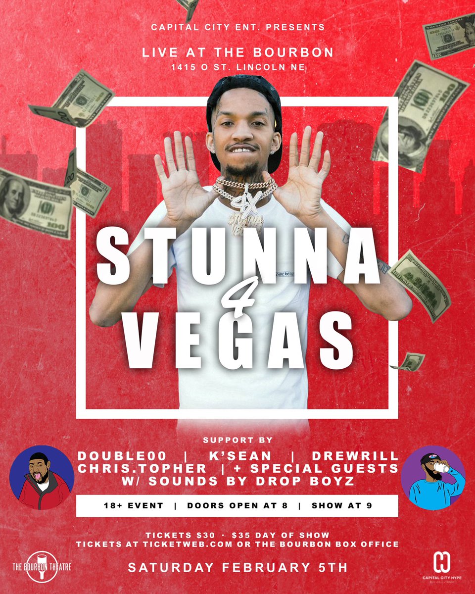 alienhead402's tweet image. LIVE AT THE BOURBON FEBRUARY 5TH W / @Stunna4Vegas_ !!! PULL UP WITH THE ENERGY FR 💥💥💪🏾