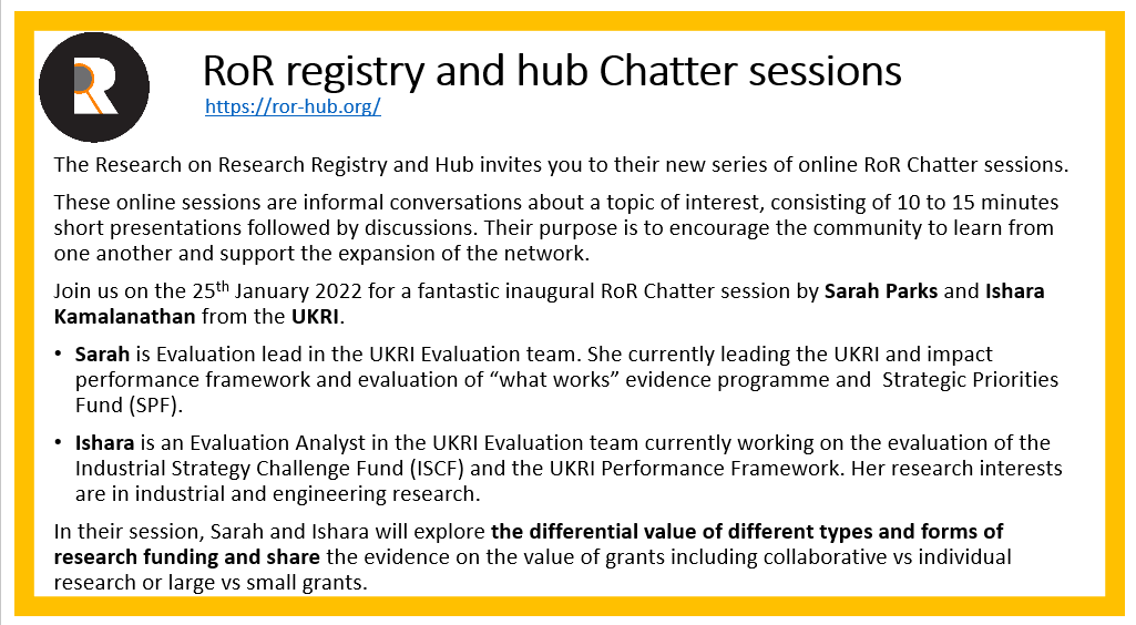New RoR registry and hub Chatter sessions. Register here: bit.ly/33nOIAA