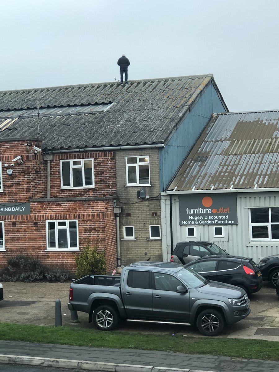 SLArchitectural's tweet photo. #HSE  #workingatheight #fall #fail  when you’re sitting at you desk and see this ! #essex must be 12m up! @H_S_E  been reported before and still continue https://t.co/Jah0ACZWRD