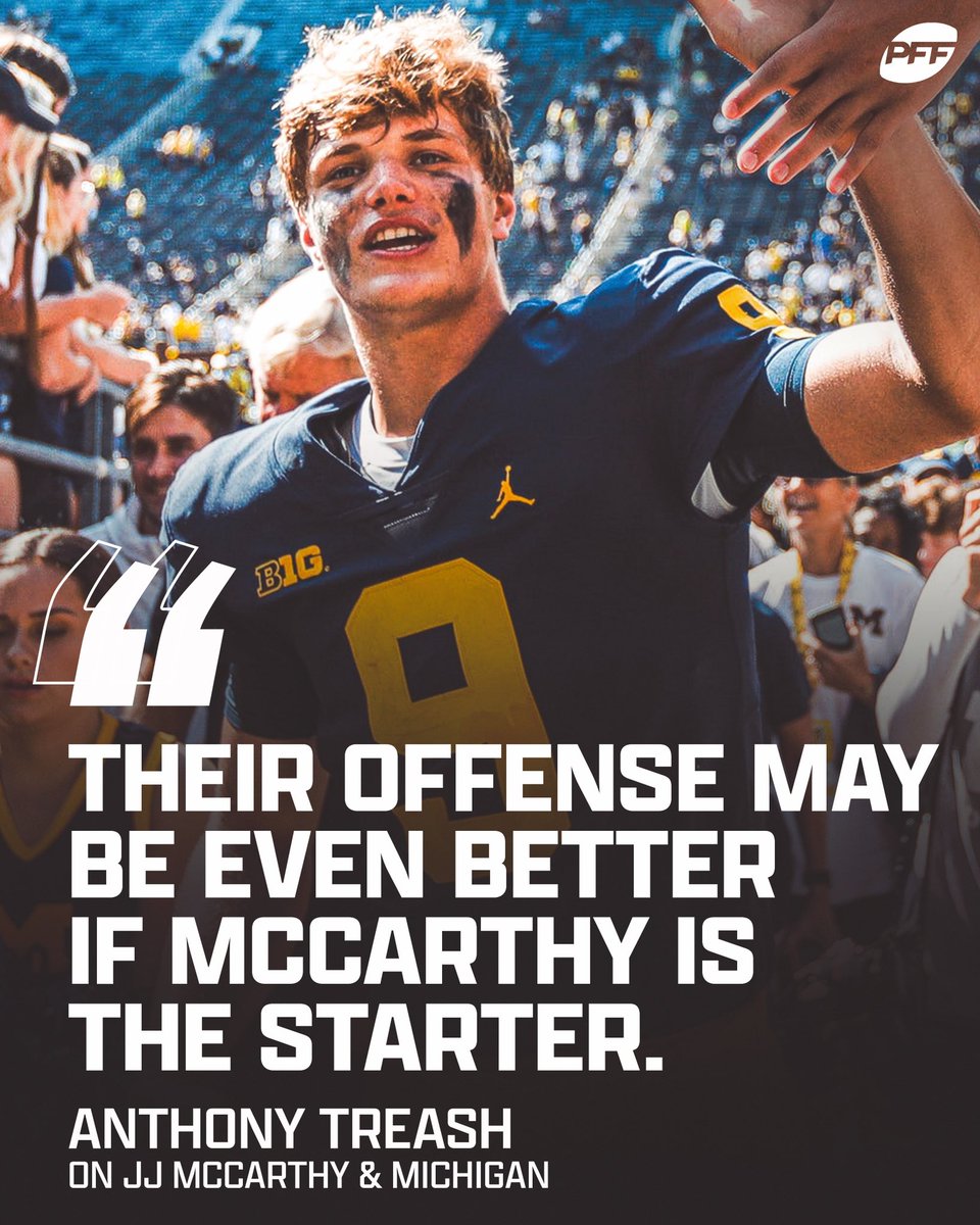 PFF_College's tweet photo. 🅿️ut JJ McCarthy under center? 〽️ https://t.co/lsBLRCWkMj