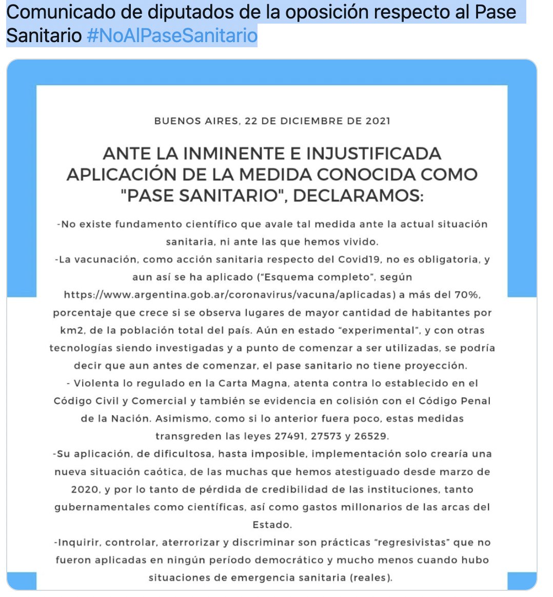 Cada vez más evidencia muestra la enorme utilidad en disminuir casos y evitar internaciones y muertes que tienen los pases sanitarios en todo el mundo.
Cada vez más estrictos.
ft.com/content/d5f203…
No olvidemos el "papelón" del <a href="/BloqueCambiemos/">Interbloque Juntos por el Cambio</a> sobre esto.
Sigamos, vamos bien.