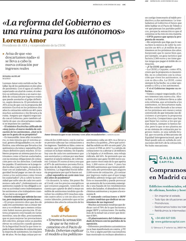 "La reforma del Gobierno es una ruina para los #autónomos"
<a href="/lorenzoamor_ata/">Lorenzo Amor</a> en <a href="/abc_es/">ABC.es</a> por <a href="/salcelay1/">salcelay</a> 

#autónomas
#AsíNO