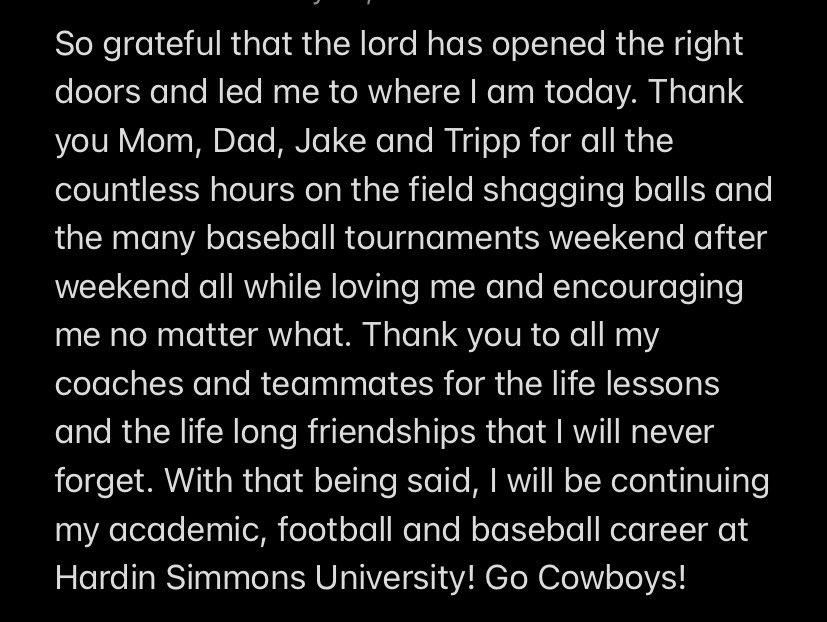 GraysonBearden1's tweet photo. Committed! So grateful I have the opportunity to continue playing the 2 sports i love at the collegiate level! Staying Purple 🟣🟡 @HSUCowboys @RecruitWylieFB @OberkromKicking @Chris_Sailer https://t.co/mkiGI9pwso