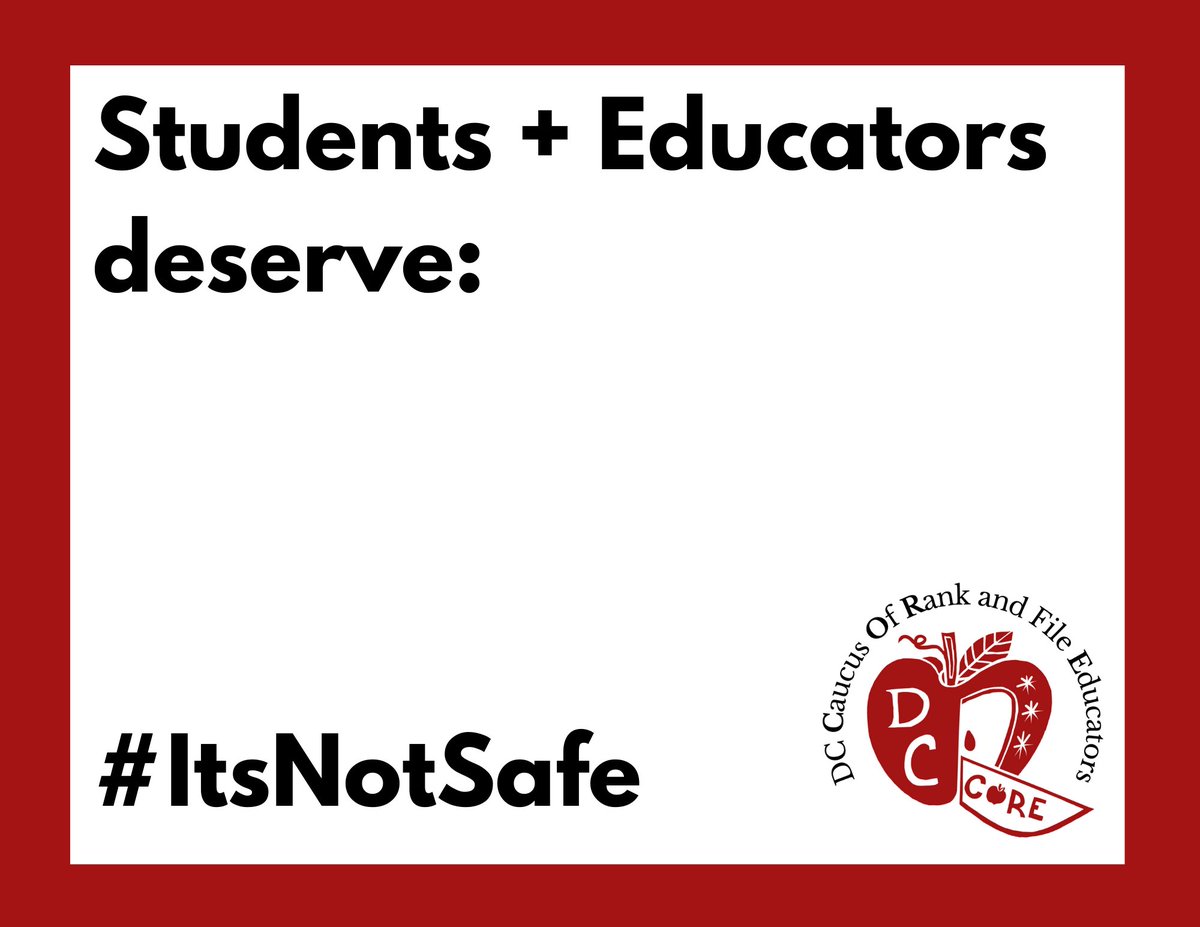DC_CORE's tweet image. On Wed Jan 19 for day 2 of our Week of Action, we are calling on everyone who stands with our schools to make signs, takes pictures and share why #ItsNotSafe. 

Download the template to print your own copies to use  and tag us in your post: canva.com/design/DAE1uay…