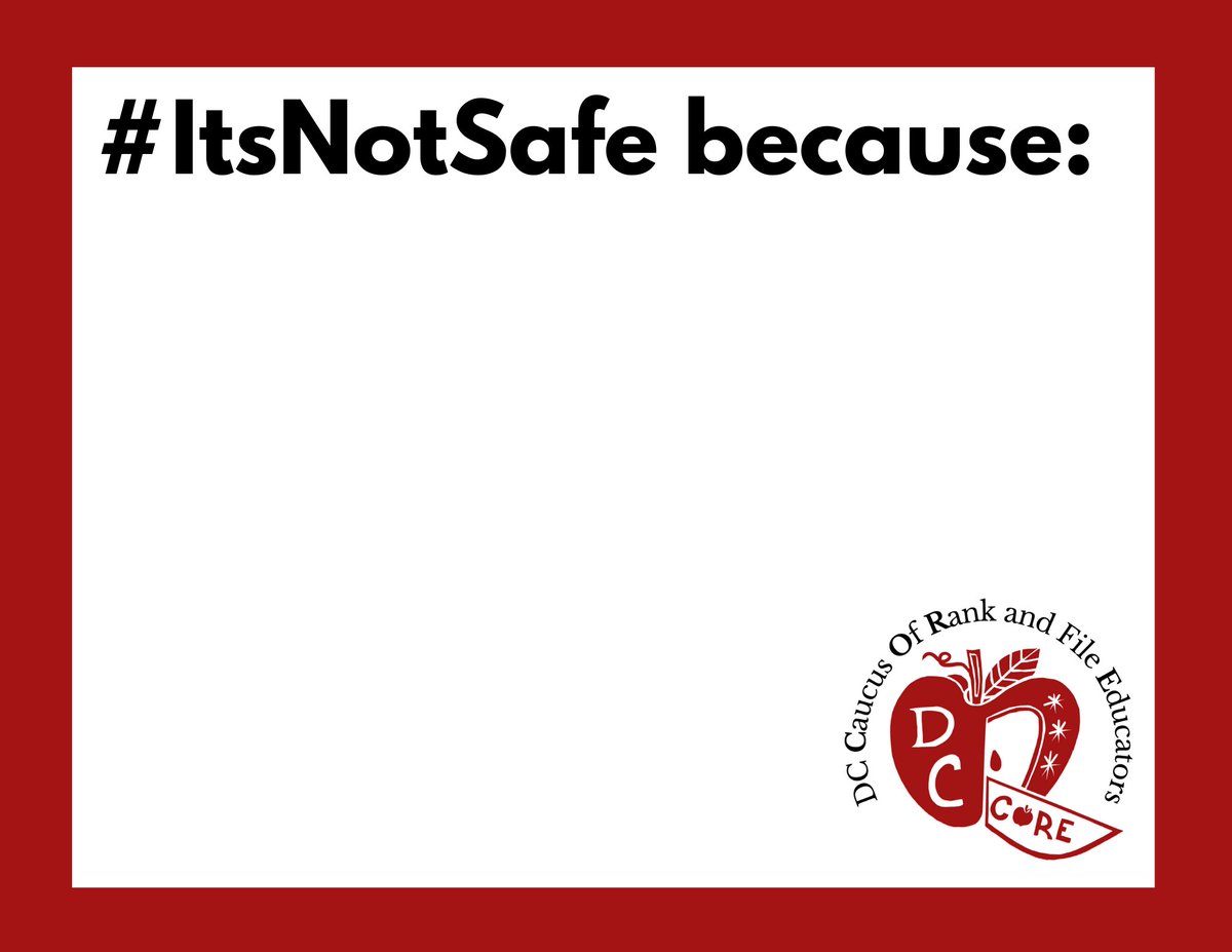 DC_CORE's tweet image. On Wed Jan 19 for day 2 of our Week of Action, we are calling on everyone who stands with our schools to make signs, takes pictures and share why #ItsNotSafe. 

Download the template to print your own copies to use  and tag us in your post: canva.com/design/DAE1uay…