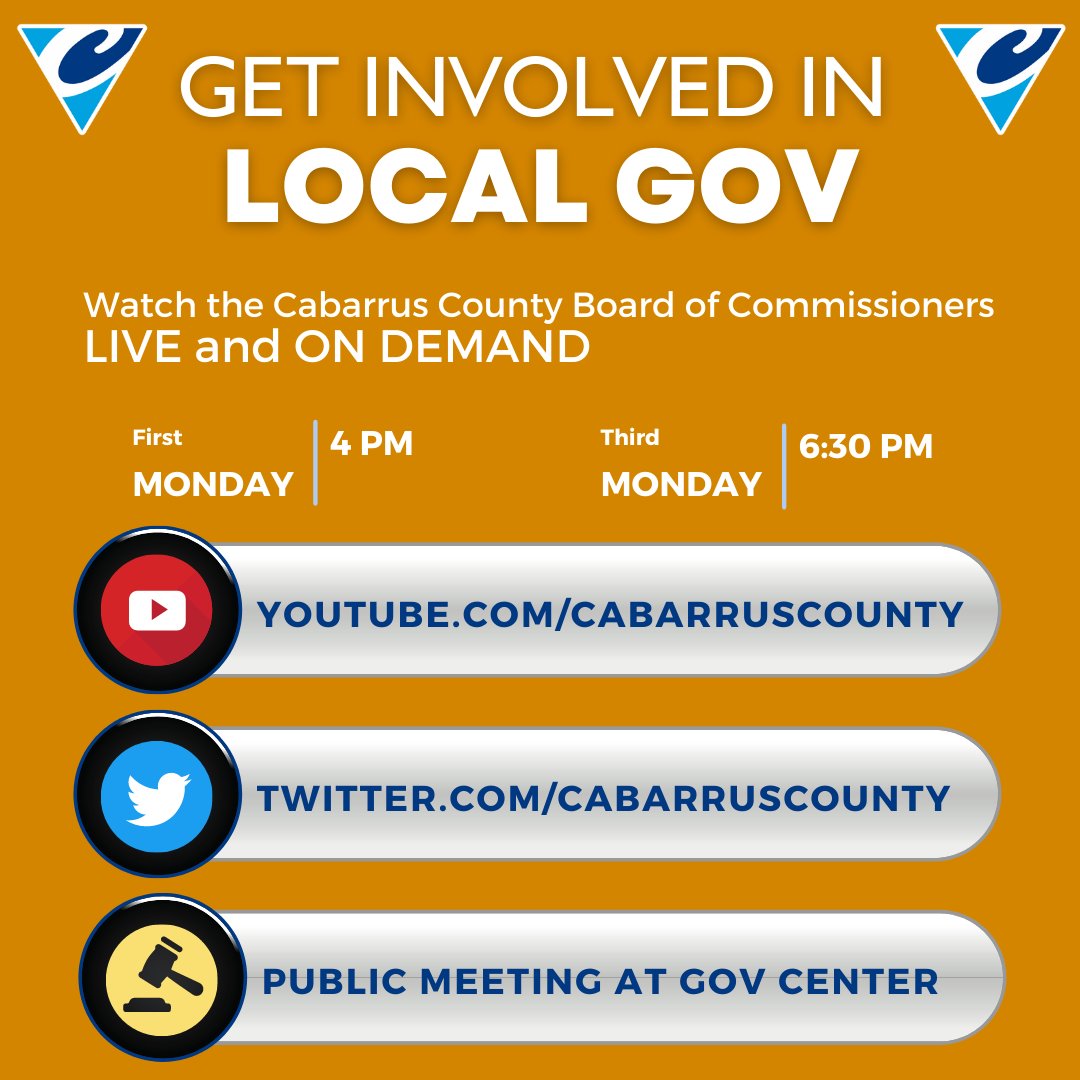 CabarrusCounty's tweet photo. π± π» πΊ Here's an easy way to get involved in local gov!
Tune in to today's Board of Commissioners Regular Meeting at 6:30 p.m.
π Follow live tweets using #CCBOC
π Watch the livestream at https://t.co/tubsMsUUPH
View agenda at: https://t.co/fvhtcBPwPo https://t.co/YXU05YUnAo
