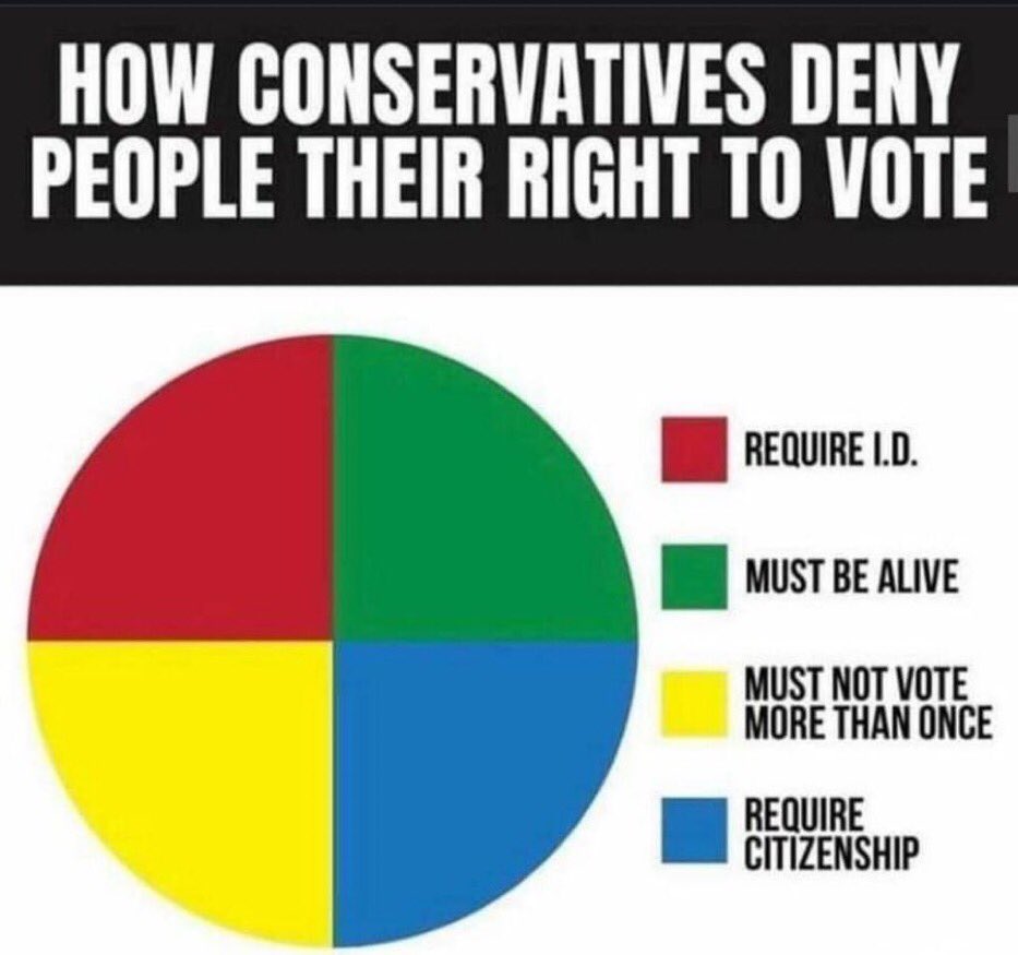 Anxie_TEA's tweet photo. @angfab3_5 @1SoonerRedhead Four categories who don't have the right to vote ..

People without an ID
People without a pulse...
People who have already voted...
People who are not citizens .. https://t.co/AIgwJfStA8
