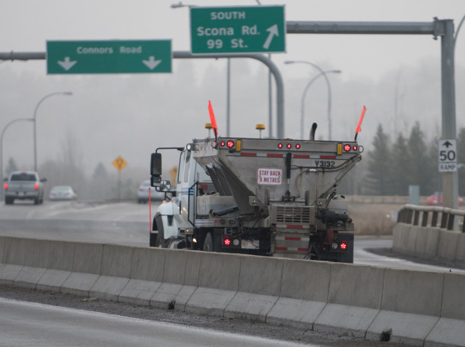 Following last night’s winter storm, crews have been putting down traction materials on Edmonton roads. Please drive safe and allow room for our crews to work.  #yegRoads