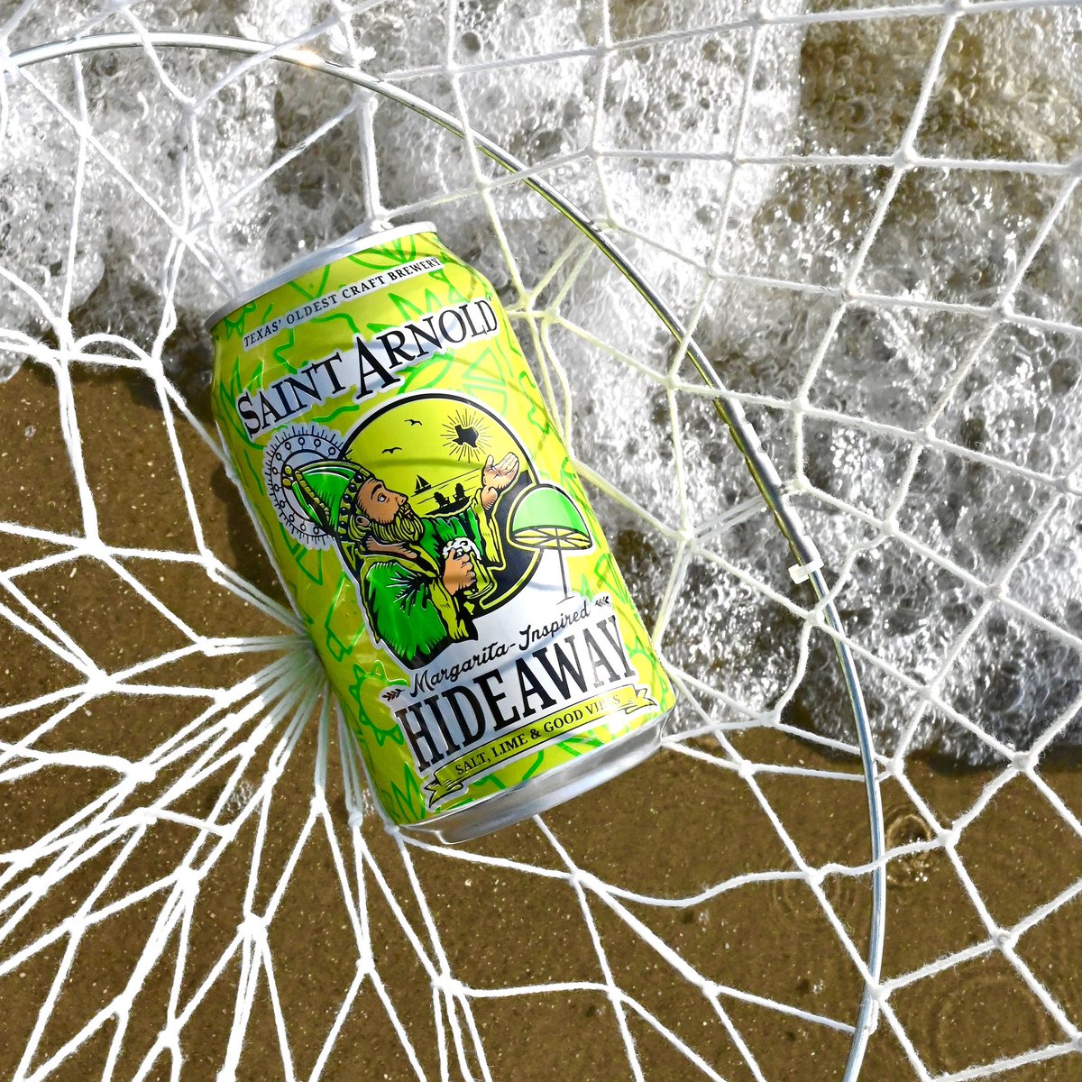 SaintArnold's tweet photo. Salt, Lime &amp; Good Vibes: Hideaway is now available 🏝

Our newest refreshing beer that combines salt, lime, and a touch of tang to provide a crisp bright flavor with an orange and citrus character derived from El Dorado hops. https://t.co/MK8qpdeXfs