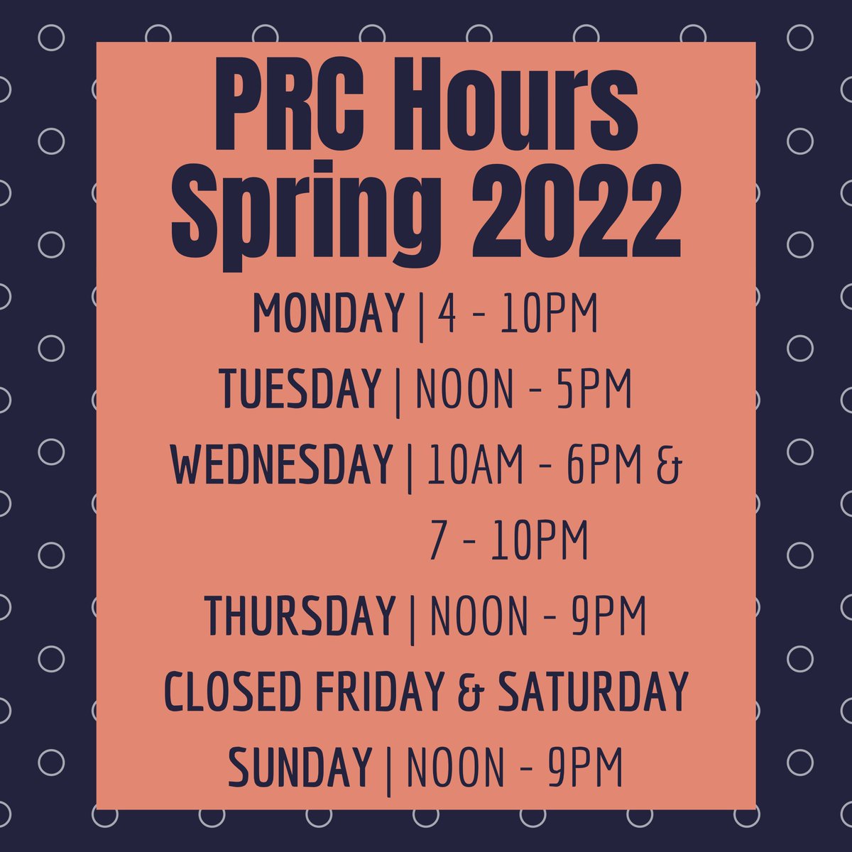 MoStatePRC's tweet image. Welcome back! Our new hours start this Sunday, January 23! :)