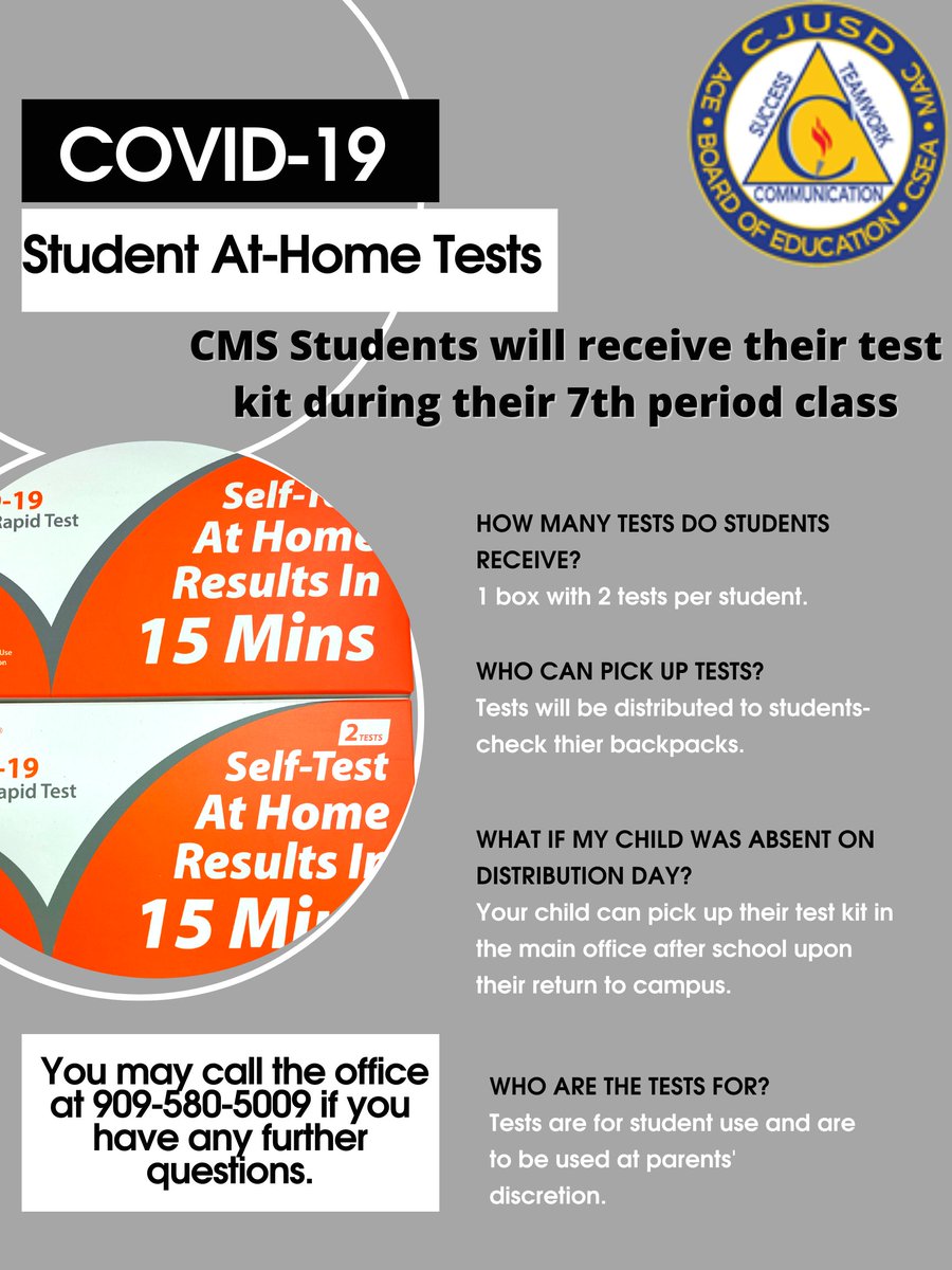 Colton Middle School (@cmsfalcons_) on Twitter photo Parents students will receive their At-Home COVID test kits today! <a href="/CMSFalcons_/">Colton Middle School</a> <a href="/ColtonJUSD/">Colton Joint Unified</a> Parents students will receive their At-Home COVID test kits today! <a href="/CMSFalcons_/">Colton Middle School</a> <a href="/ColtonJUSD/">Colton Joint Unified</a>