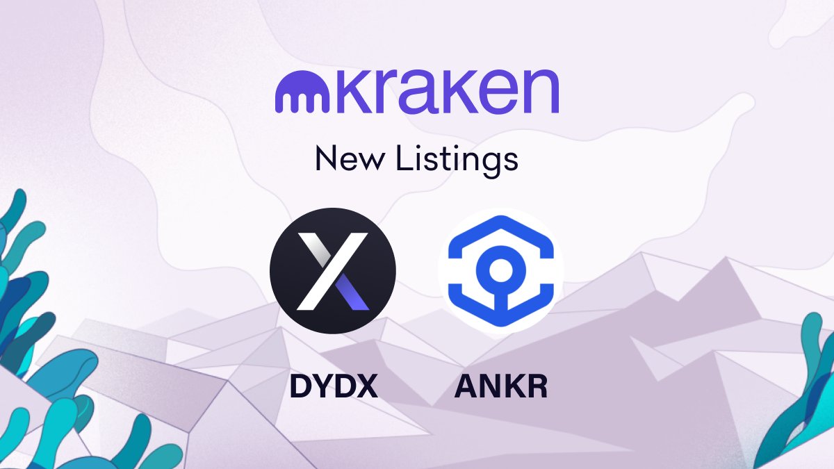 krakenfx's tweet photo. 🆕 NEW listings on Kraken for US, CA &amp; AUS.

✨ @dydxprotocol $DYDX &amp; @ankr $ANKR ✨

Trading starts NOW! 

➡️ Start now on https://t.co/mn6SoDzdnF https://t.co/wwYDjNC5wW