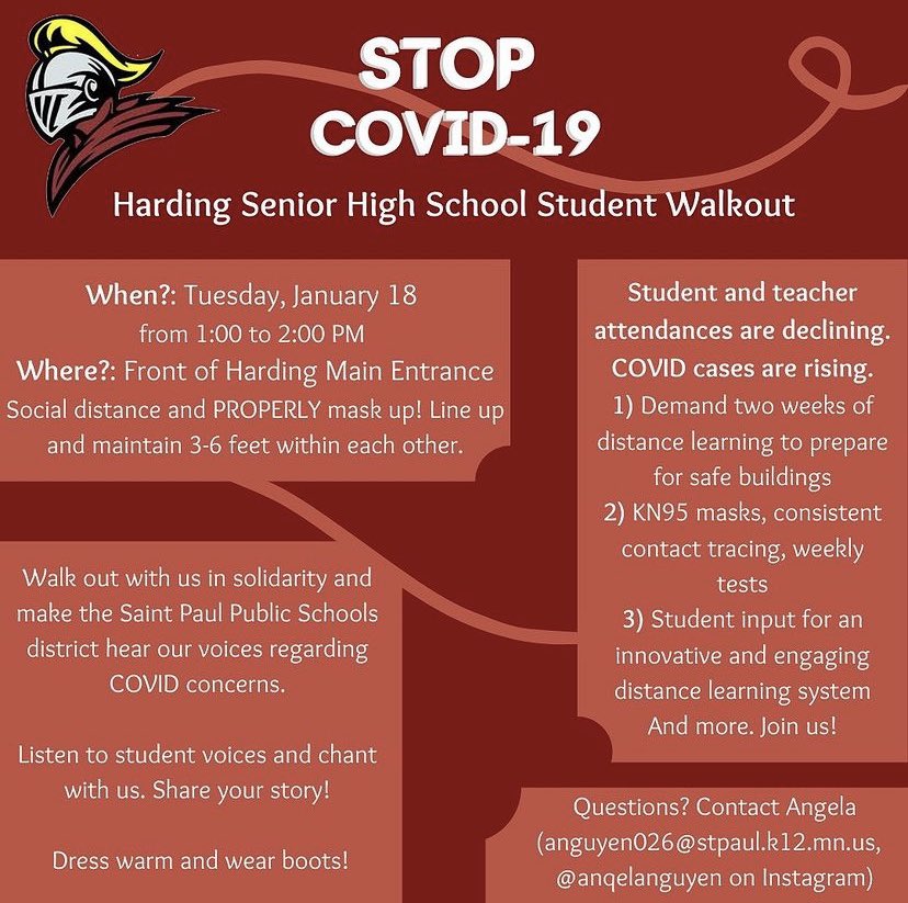 teen_mn's tweet photo. RIGHT NOW!  Students demand to the district to ensure students safety and supportive education! 
#StudentsLivesMatter #education #Covid #SaintPaulSchools #SaintPaul #Walkout #Solidarity #MNTeenActivists https://t.co/G6FjpPGHQA