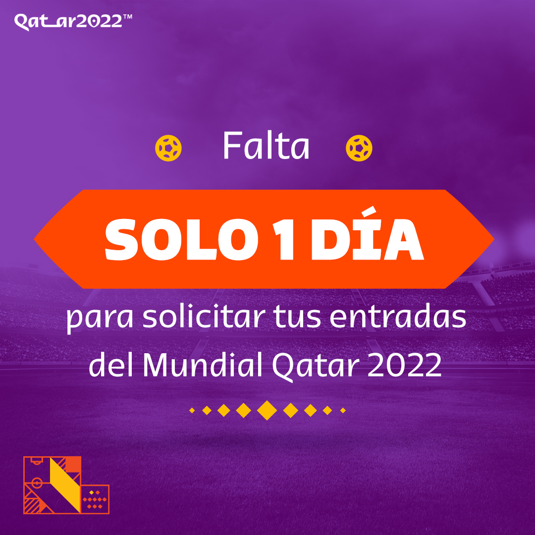 roadtoqatar_es's tweet photo. Solo falta 1 día…

¡Estén listos para solicitar sus entradas para la Copa Mundial de la FIFA #Qatar2022 mañana! 🎟️🏆 https://t.co/R9hIDM6jaK