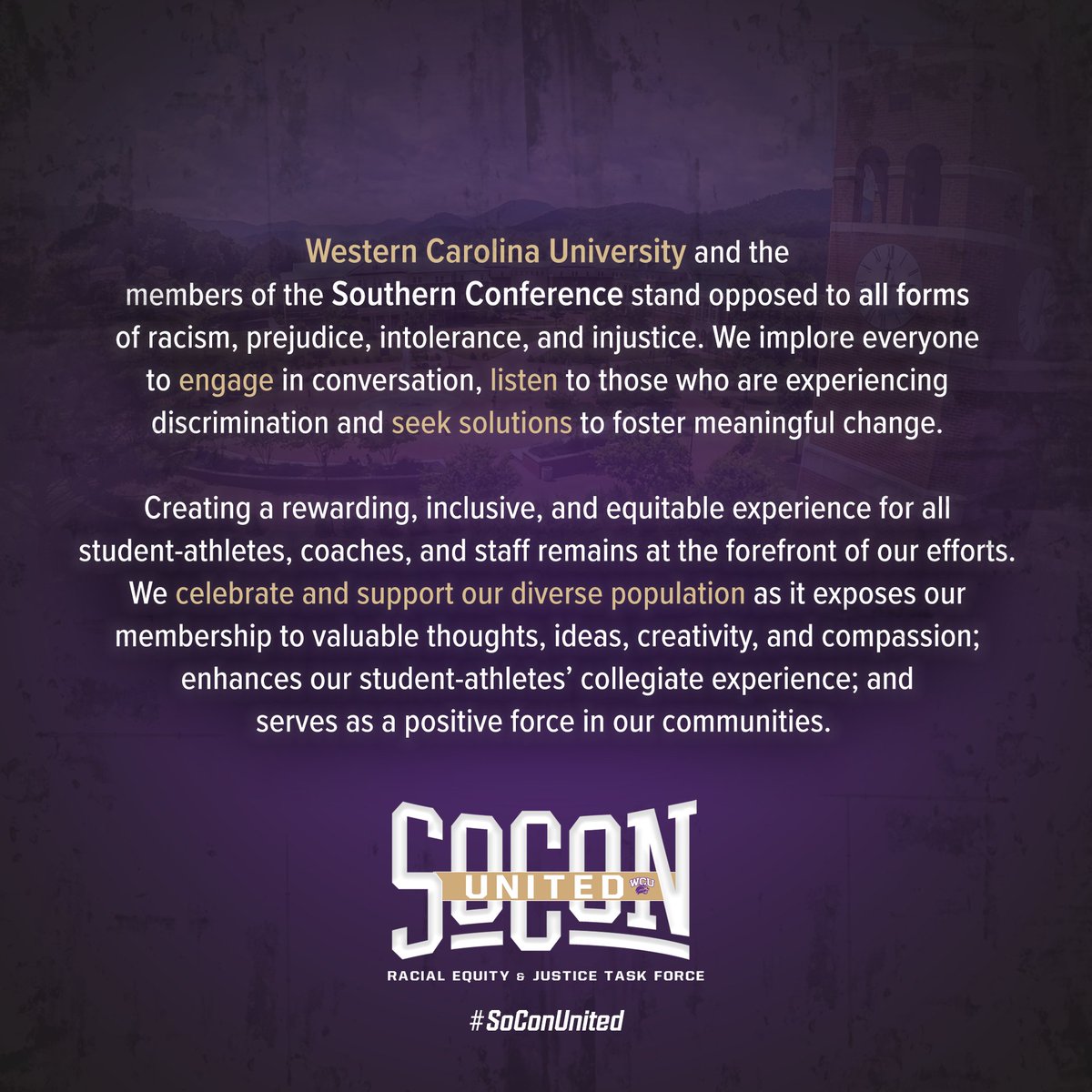 Catamounts's tweet photo. We are all #SoConUnited! #UnityWeek https://t.co/OztAwlWXtF