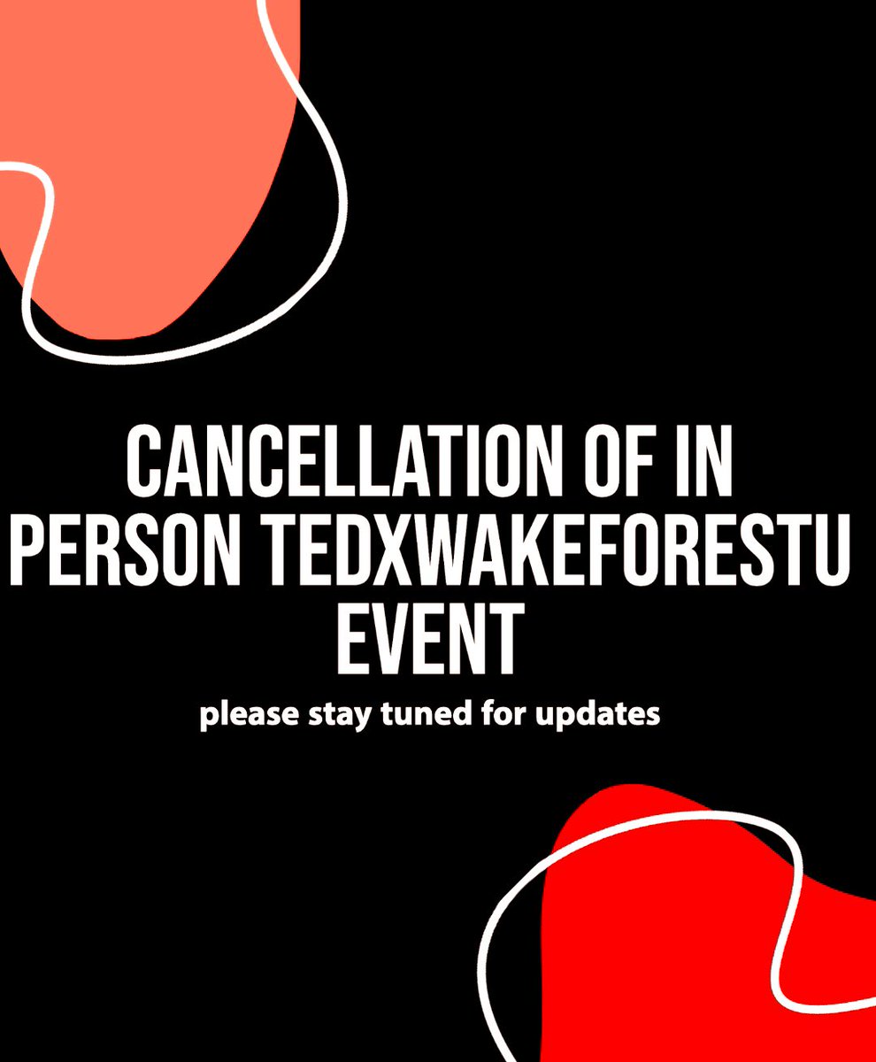 we have decided to cancel our in person tedxwakeforestu conference. in order to keep all our speakers and attendees safe we are exploring other options and will keep everybody updated as soon as a plan is made. stay safe and look out for updates from us.