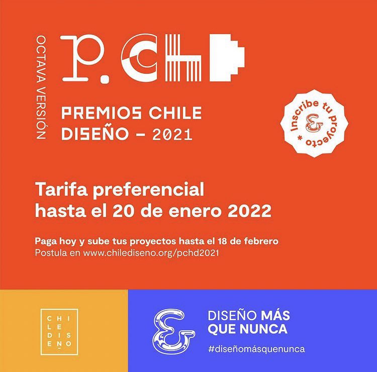 _chilediseno's tweet photo. Inscribe ya tus proyectos en los Premios Chile Diseño 8ª Versión. Mostremos el impacto y relevancia del diseño de los últimos años. Porque el mundo de hoy necesita del #diseñomásquenunca

Convocatoria hasta el 18.02.2022 / Preventa hasta el 20.01.2022.

https://t.co/iTeZh9aWvY https://t.co/icGftL1uMd