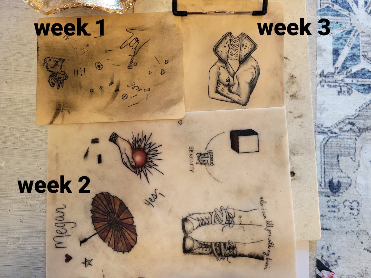 MegTaylorArt's tweet photo. So I'm three weeks into my tattoo apprenticeship and here to say one thing: I am so full of gratitude and enthusiasm for this. I have smiled more in the last 3 weeks than in the last 3 years. #tattooapprentice #practice https://t.co/M9dy7TOBMo