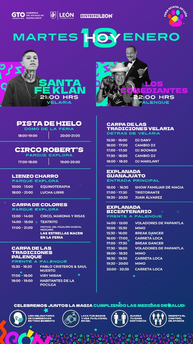 FeriaDeLeon's tweet photo. ¡Diversión para toda la familia!🎇🙌

🎉Te esperamos con espectáculos y actividades durante todo el día, juntos celebremos la magia y sigamos los protocolos de salud y sanidad para seguridad de todos. 🧴😷

#FeriaDeLeón2022 #CelebremosJuntosLaMagia https://t.co/RMopkiEY8v