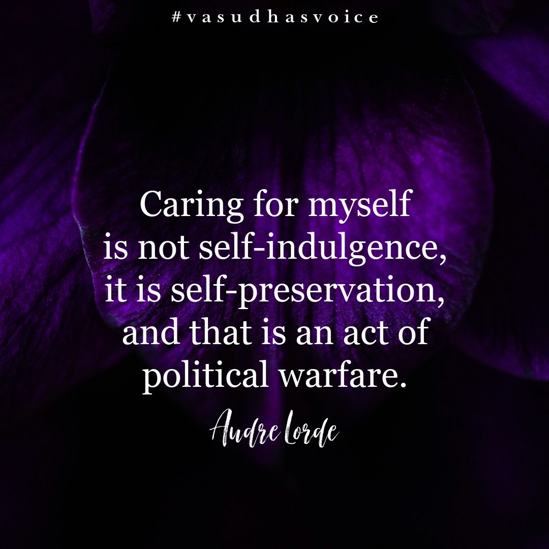 vasudhasvoice's tweet photo. Caring for myself is not self-indulgence, it is self-preservation, and that an act of political warfare.

Audre Lorde

💜

#whyshemustlead #authorsofinstagram #authorsofusa #amazonkindlebook #Author #Writer #StoryTeller #PublicSpeaking #Communications #EqualOpportunities https://t.co/MZ8cEBlJfl