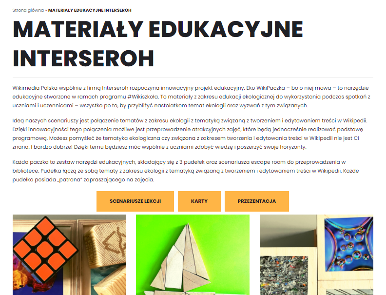 #Wikimedia wspólnie z Interseroh inauguruje Eko WikiPaczke – narzędzie edukacyjne stworzone w ramach programu #Wikiszkoła. To materiały z zakresu edukacji ekologicznej do wykorzystania podczas spotkań z uczniami i uczennicami - POLECAMY! wikiszkola.pl/materialy-eduk…