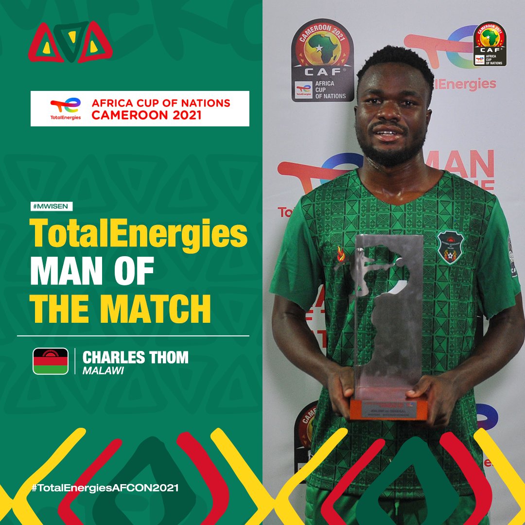 CAF_Online's tweet image. Put your hands together for the TotalEnergies Man of the Match, Charles Thom! 👏

Outstanding performance from the Malawian star! 🏅

#TotalEnergiesAFCON2021 | #AFCON2021 | #MWISEN | #TeamMalawi | @FaMalawi | @Football2Gether