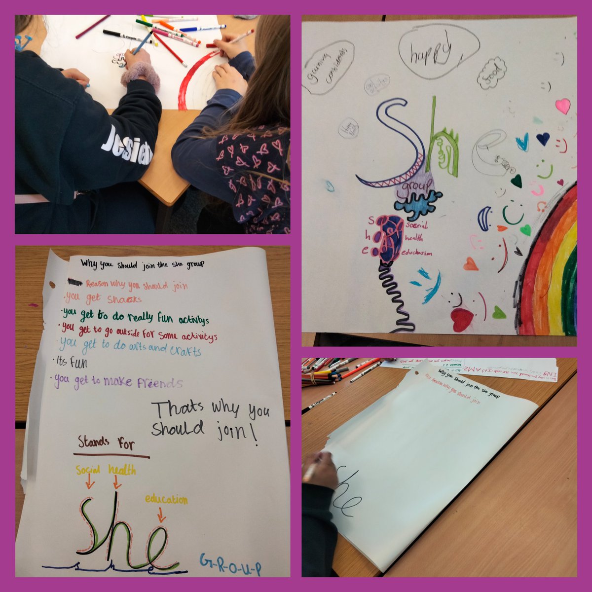Stacyshe_scot's tweet photo. Fun afternoon @Florasprimary designing posters and presentations about all the amazing activities we do @she_scotland. The group wanted to share with everyone in the school why they enjoyed coming along each week
#circletime
#groupworkworks
#joinourmovement
#girlsruntheworld https://t.co/YOWmGxVUfg