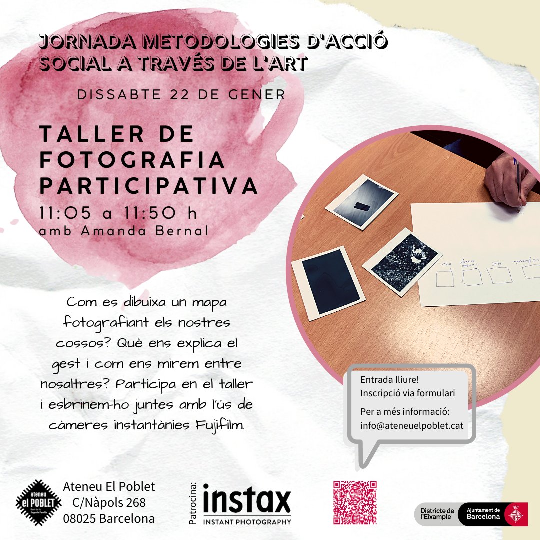 AteneuElPoblet's tweet photo. 📣Dissabte 22 de gener de 10 a 14 h, Jornada de tallers Metodologies d'Acció Social a través de l’art, amb Thomas Louvat, Amanda Bernal i Alba Alvarez. 

🟣Gratuït i inscripció prèvia a través del formulari: https://t.co/NtGnXBLqAl

@vulnusArtsVives @amandabernalp @louvat_thomas https://t.co/961f4OxXIQ