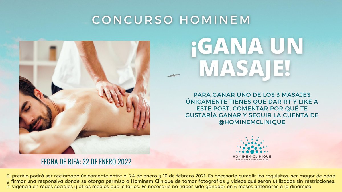 ✨¡Vuelven las rifas de masaje!✨ Para participar da RT, Like y sigue a <a href="/HominemClinique/">Hominem Clinique</a>, además escribe en comentarios por qué te gustaría ganar.✨ Fecha de rifa: 22/01/22