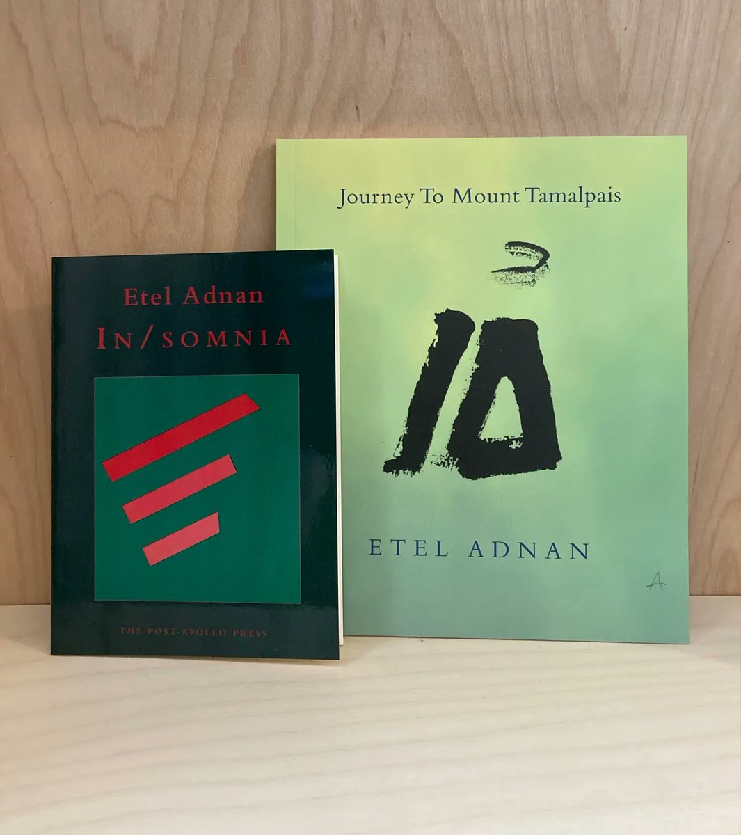LitmusPress's tweet photo. Back in print!! Etel Adnan's *In/somnia* has arrived & joins the 2nd expanded edition of *Journey to Mount Tamalpais*... Get them both with our Journey to Mount Tamalpais +1 book bundle: https://t.co/GpG8Lc08PJ
#EtelAdnan #backinprint https://t.co/XeG7bgJLVS