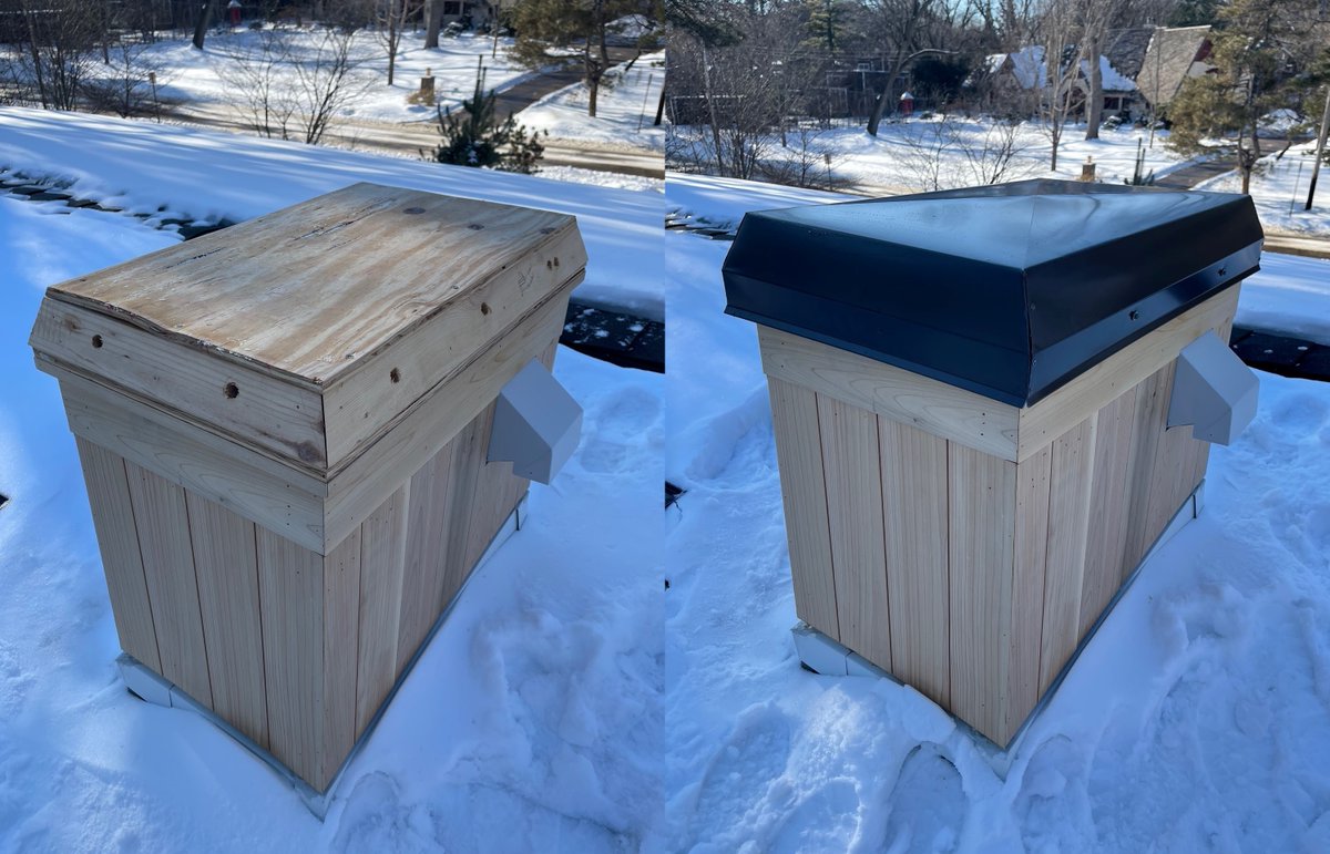Another before and after from one of our great business partners. 
A very creative Chimguard Chase cover for a very creative project!
This customer now has a ChimGuard Chase Cover that will last forever in our harsh Minnesota weather.
#chimguard #sotametalfab #chasecover https://t.co/dauUh9t2qK