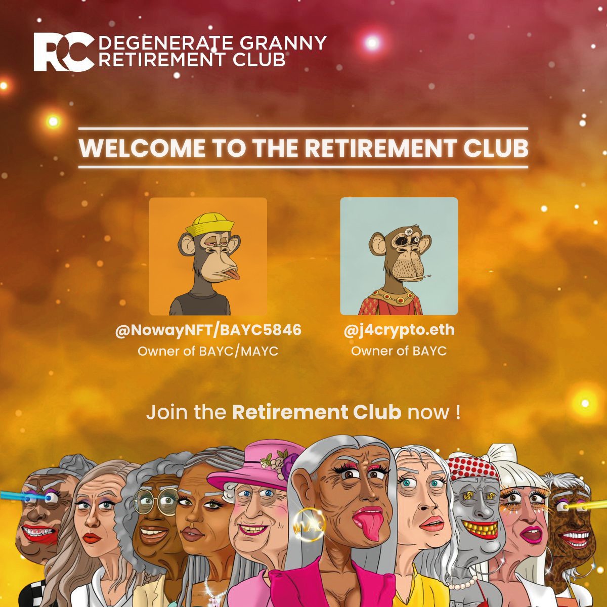Welcome @NowayNFT <a href="/J4Crypto/">Jasper</a> to the Retirement Club. #GetRetired #BAYC