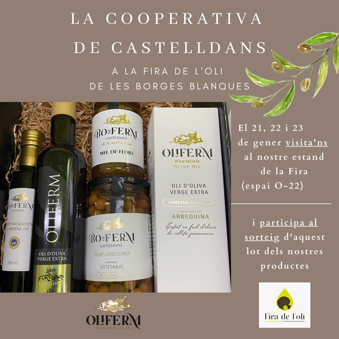 Aquest cap de setmana visita’ns al nostre estand de <a href="/firaolicat/">Fira Oli les Borges Blanques</a> i participa en el sorteig d’aquest lot dels nostres productes