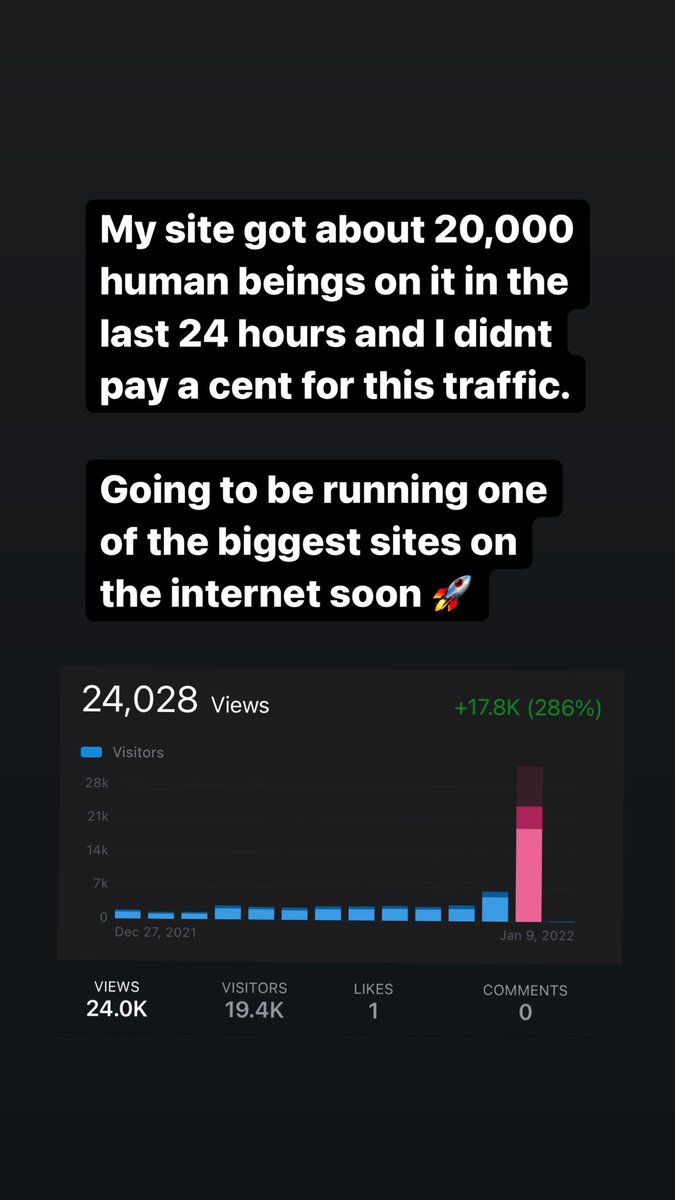 max_av_'s tweet photo. SEO People:

I had about 20,000 people on my blog in a SINGLE DAY

Mostly from SEO

The internet is NOT overstaurated https://t.co/WXNq2RpnLf