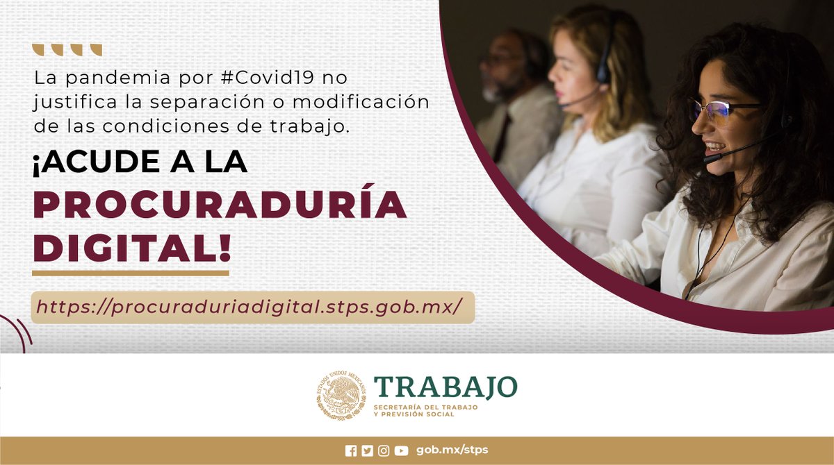 STPS_mx's tweet photo. ¿Te despidieron de tu trabajo o te enviaron a casa sin goce de sueldo por la pandemia de #Covid19?😷

✅¡Levanta una denuncia en la #ProcuraduríaDigital de @PROFEDET!
📲 https://t.co/ygwcCB3DRq https://t.co/PjQYeqy6Ob